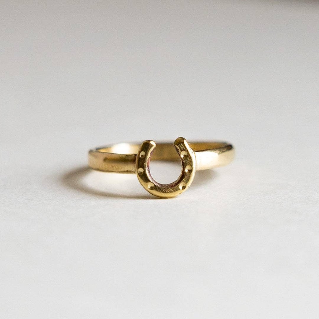 马蹄 戒指 黄铜 2mm - 戒指 - 其他金属 金色
