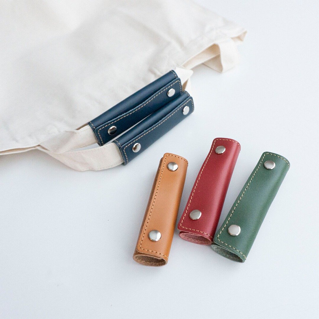 Italian Leather [Set of 2 Bag Handle Cover] Genuine Leather Handle Cover Leather Simple HH30K - 挂绳/吊绳 - 真皮 多色