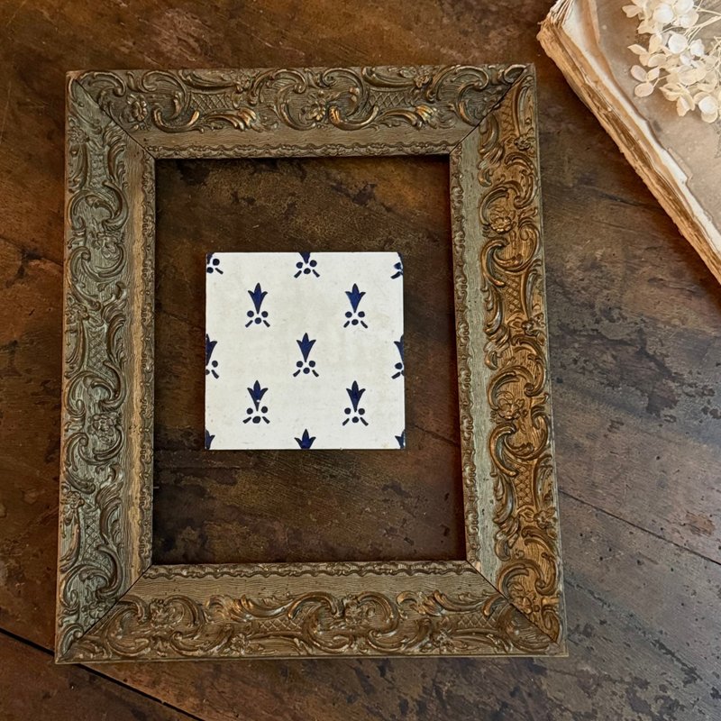 *50504-经典法国古董GIEN磁砖11x11cm - 杯垫 - 陶 