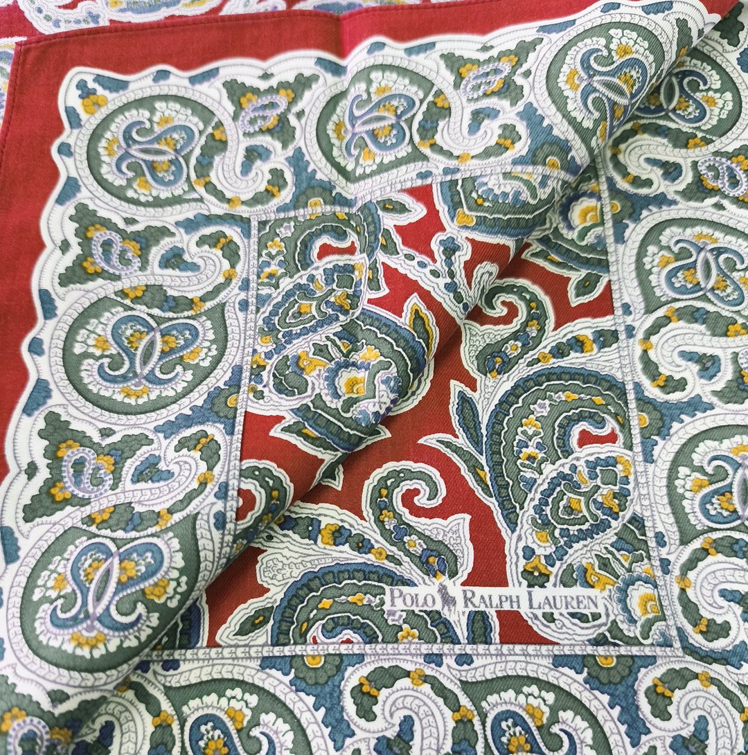 Polo Ralph Lauren 古董手帕图腾 佩斯利花卉印花 20.5 x 20.5 英寸 - 手帕/方巾 - 棉 红色