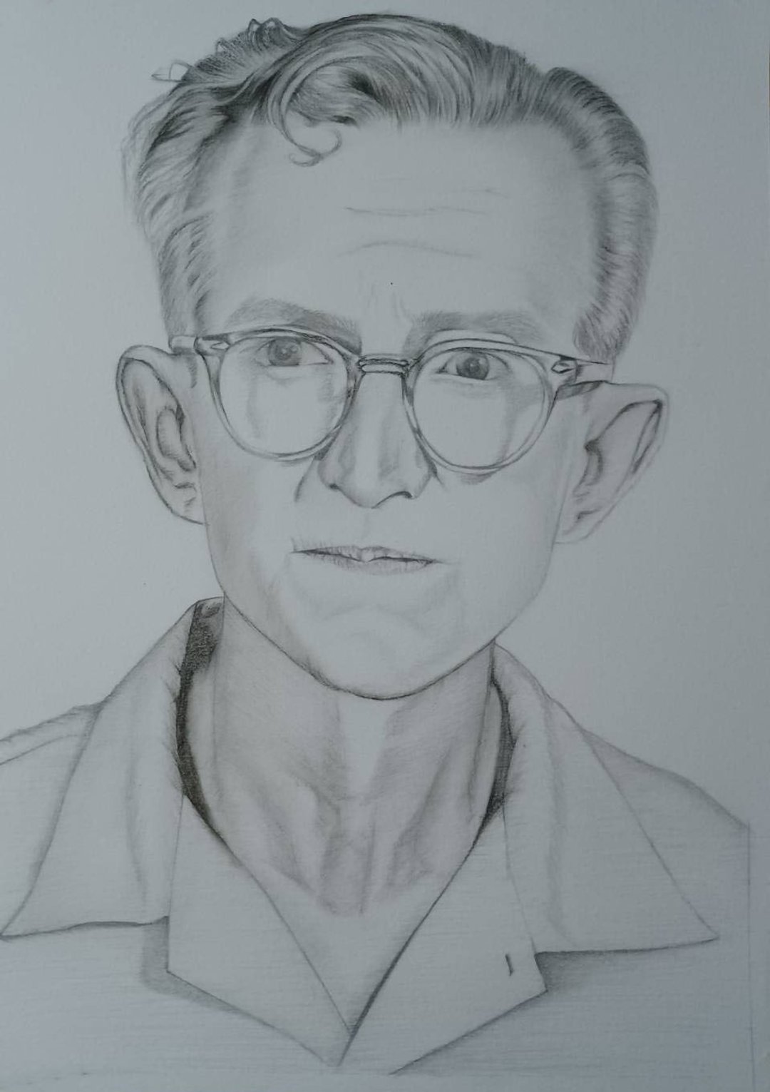Memorial Gift For Loss of Father, Custom Art Commission Pencil Portrait Drawing - 墙贴/壁贴 - 纸 