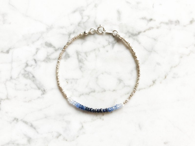 联名款 ::悠游蓝梦岛::渐层蓝海 碎银 纯银手链 - 手链/手环 - 宝石 