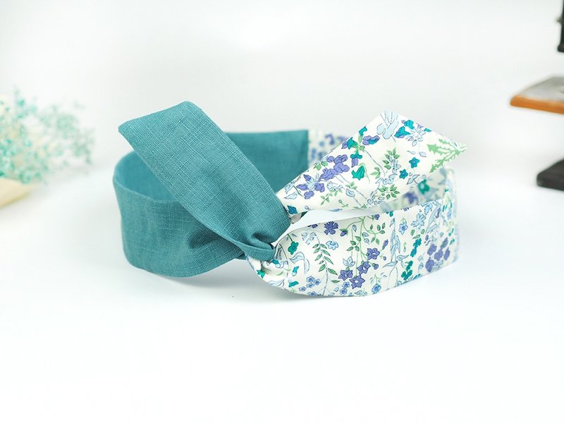 小牛村 手工发饰 铝线发带 拼接 花朵 植物 礼物【河畔花】AH-34 - 发饰 - 棉．麻 蓝色