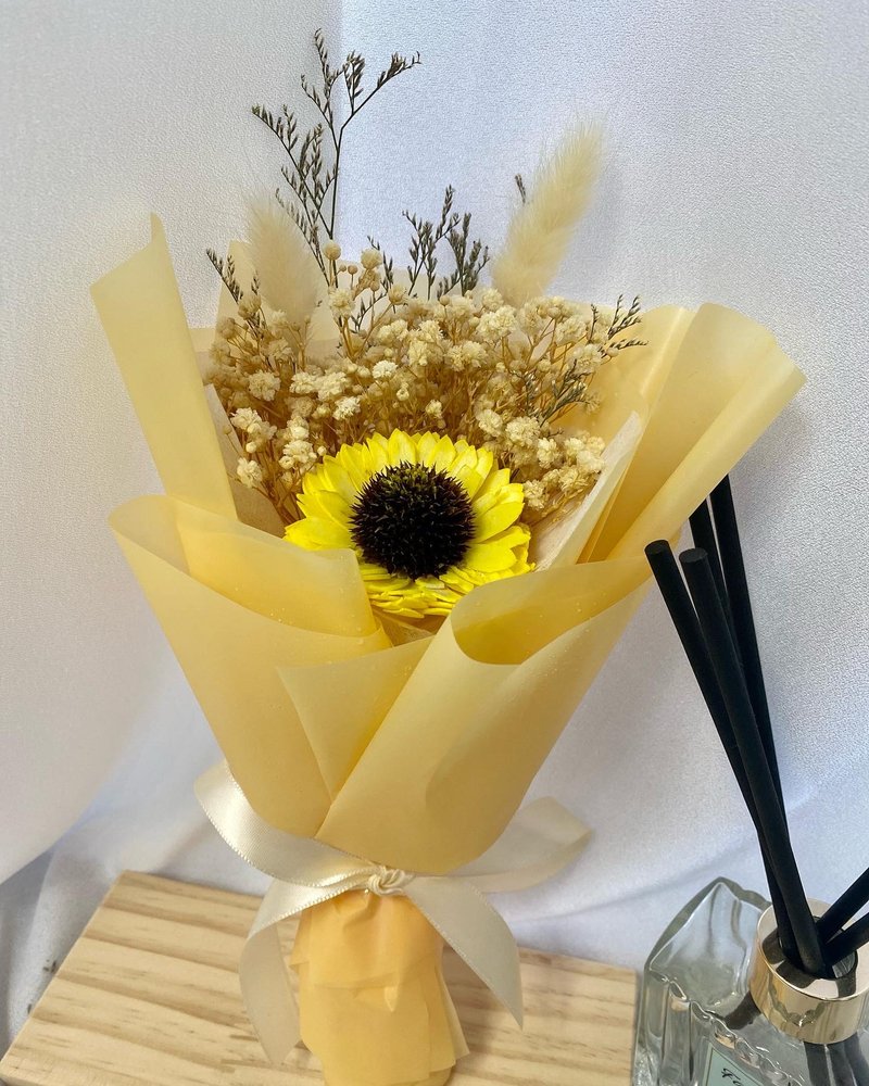 可扩香向日葵花束 毕业花束 毕业礼物 生日礼物 永生花束 - 干燥花/捧花 - 植物．花 黄色