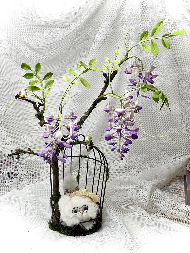 紫藤花猫咪圆舞曲 居家 店面 装潢 装饰 摆件 摆饰 - 摆饰 - 粘土 紫色