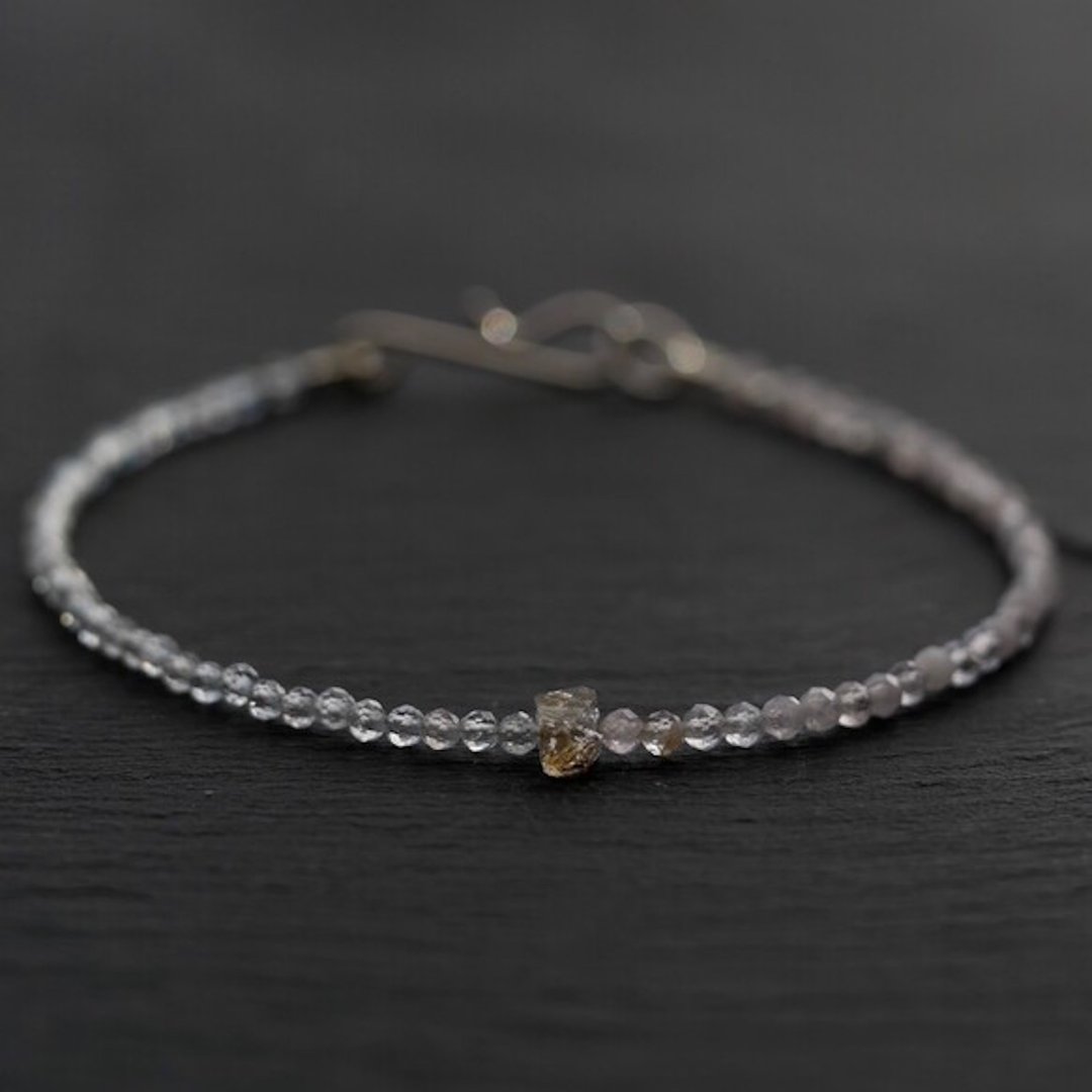 Oil in Quartz& Aquamarine,Morganite Bracelet - 手链/手环 - 宝石 紫色