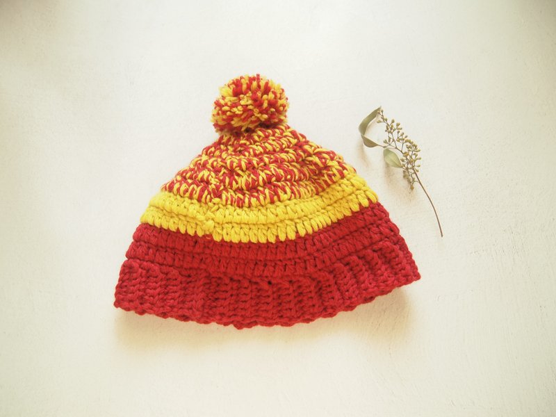 台农64号地瓜 羊毛编织毛线帽 - 帽子 - 羊毛 红色