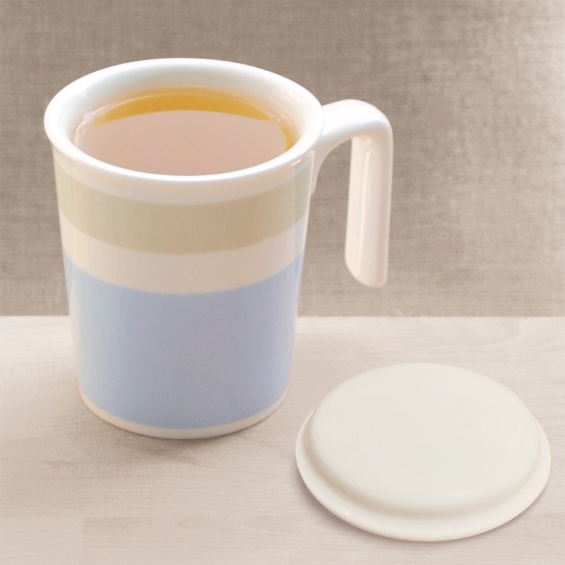 沁微风亲亲马克杯+白瓷杯盖 -P+L杯组(台湾制可微波烤箱) - 咖啡杯/马克杯 - 瓷 蓝色