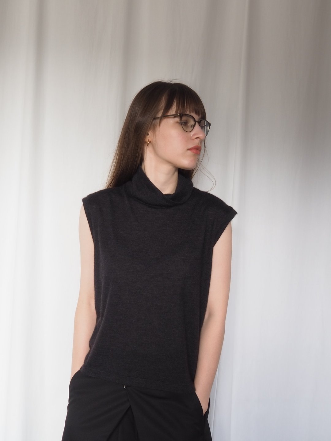 HERMES 爱马仕 by Martin Margiela 高领针织 无袖 喀什米尔羊绒 古董级 - 女装针织衫/毛衣 - 其他材质 灰色