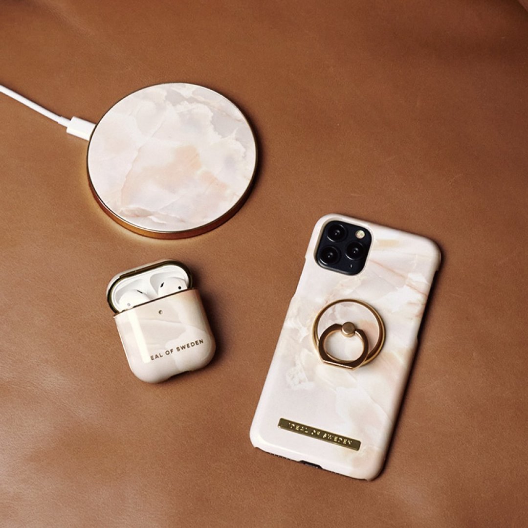 AirPods 3 / AirPods Pro 1/2北欧时尚耳机保护壳-珍珠玫瑰大理石 - 耳机收纳 - 塑料 金色