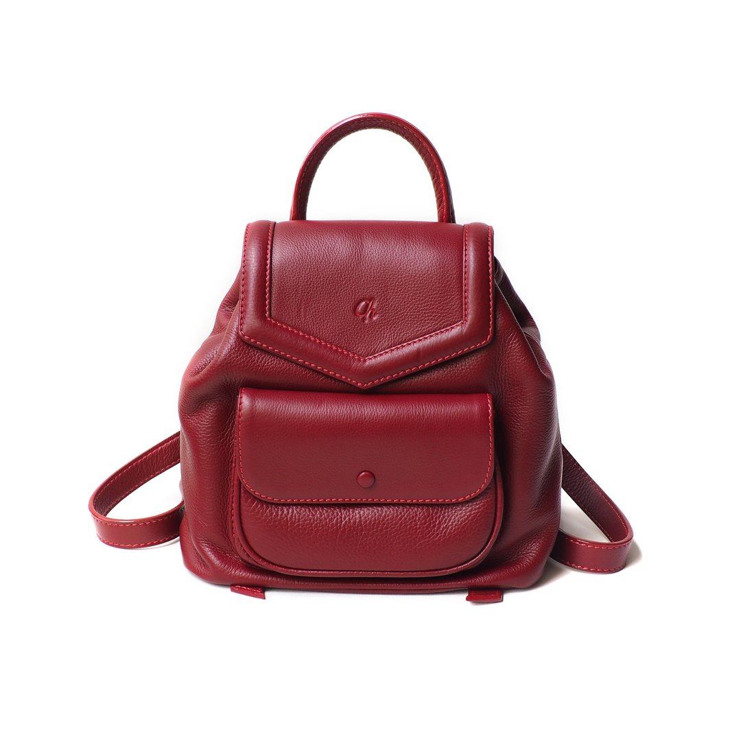 Alice (burgundy) : Backpack, cow leather, Genuine leather, Dark red - 后背包/双肩包 - 真皮 红色