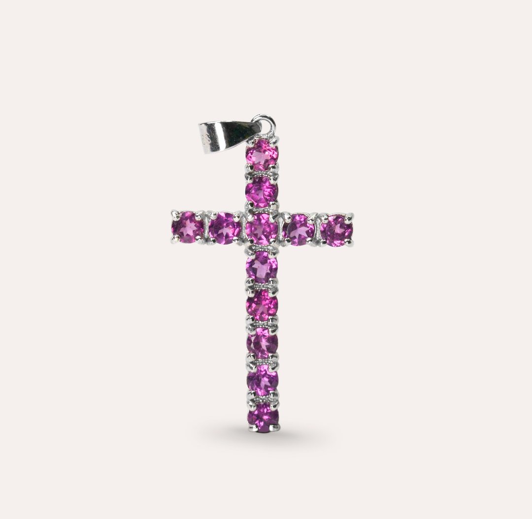 AND 紫石榴石 紫色 圆形 3mm 坠子 和谐系列 Gospel 天然宝石 - 项链 - 银 紫色