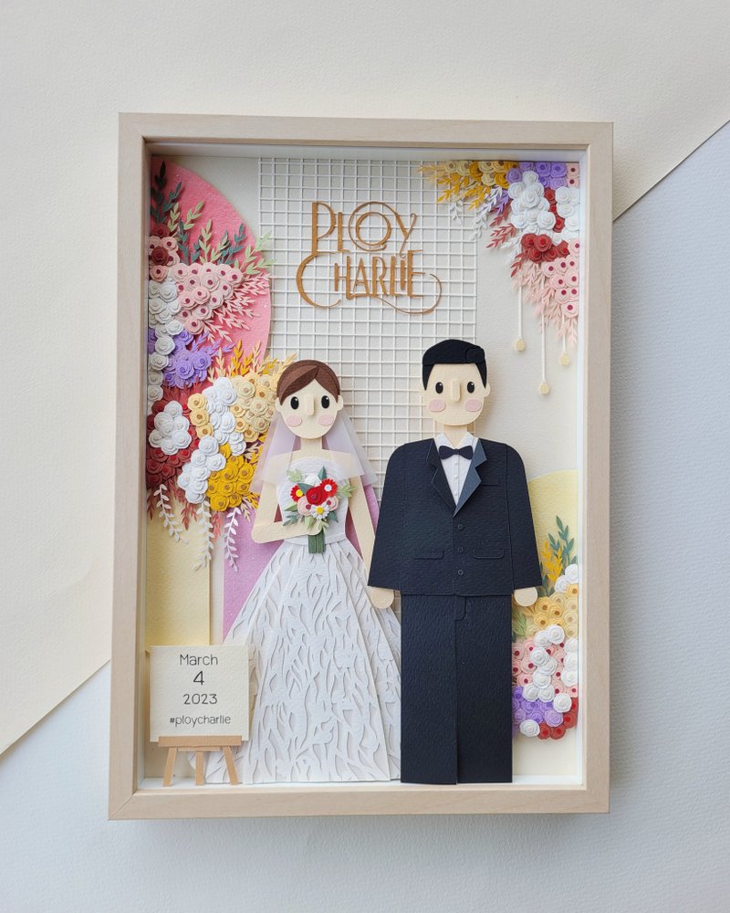 Special custom papercut frame : wedding day theme. - 画框/相框 - 纸 