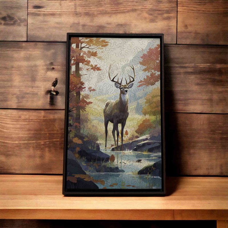 森鹿-溪【壁虎拼图】 - 摆饰 - 木头 红色