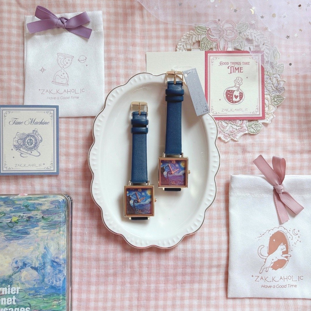 考试手表 Museum Watch 画框女装手表  星夜/睡莲/向日葵/夜鹰 - 女表 - 其他材质 蓝色
