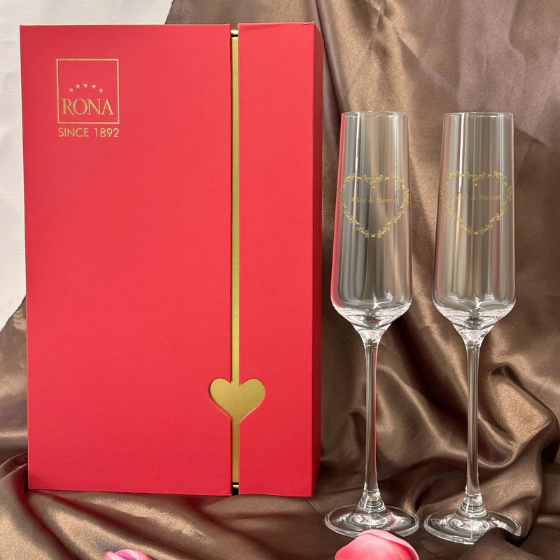 【结婚礼物订制】RONA 香槟杯对 送女友 雕刻礼物 婚礼新婚敬酒杯 - 酒杯/酒器 - 玻璃 