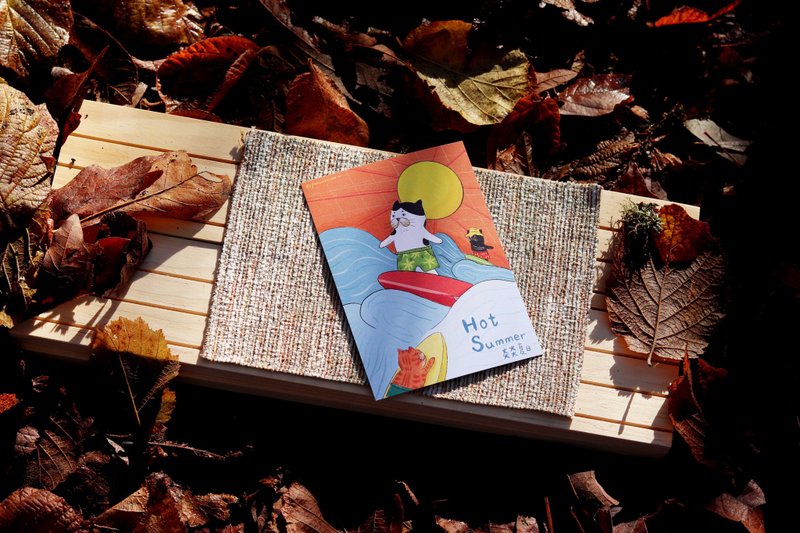 夏日猫咪－冲浪猫咪 - 卡片/明信片 - 纸 白色