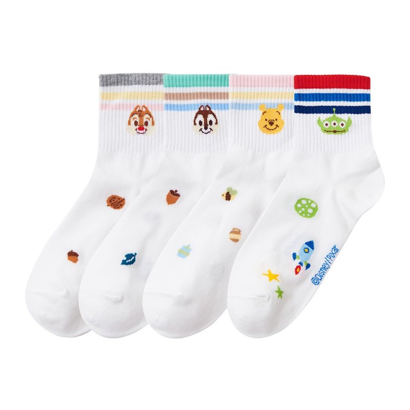 【ONEDER】迪士尼小熊维尼.奇奇蒂蒂.三眼怪中统罗纹袜 亲子长袜 - 袜子 - 其他材质 