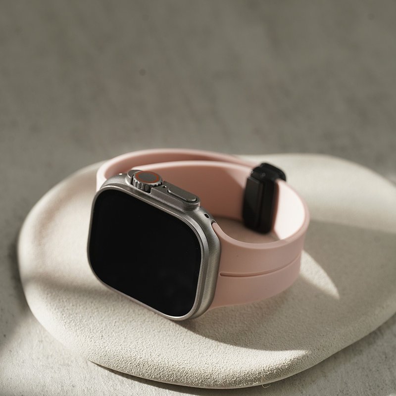 Apple watch - 防水磁扣硅胶表带 柔和粉 - 表带 - 防水材质 粉红色