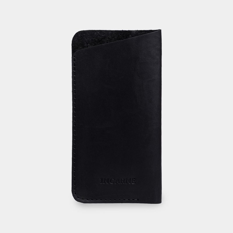 黑色皮革眼镜盒 – 手工制作的眼镜保护套 - 眼镜盒/眼镜布 - 真皮 黑色