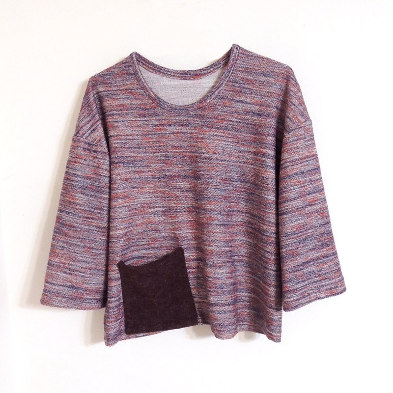 红蓝色纱宽版上衣 ( 限量一件 ) - 女装上衣 - 棉．麻 红色