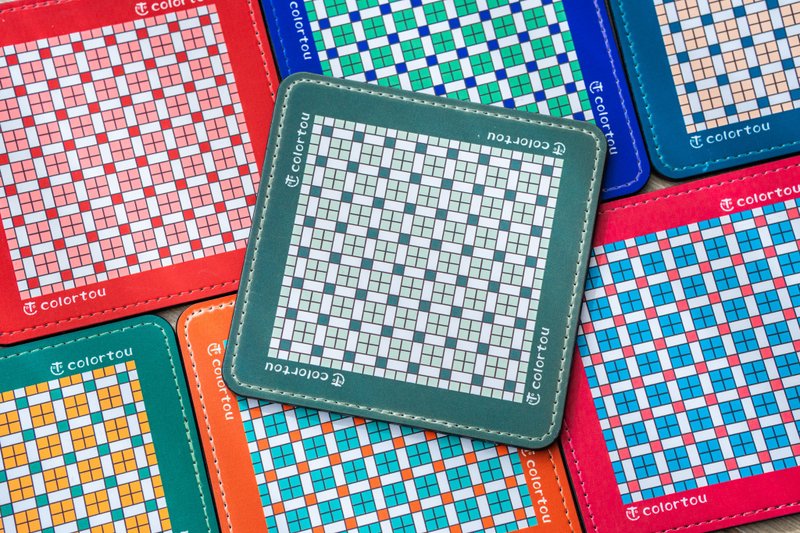 旧式条型地砖图案手工皮革杯垫 ( 多种颜色) - 杯垫 - 人造皮革 