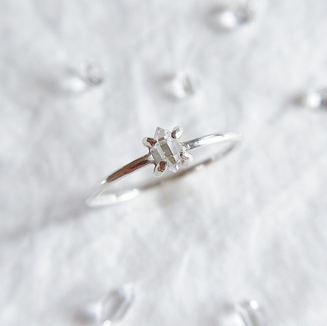 闪灵钻 925 纯银戒指 herkimer diamond - 戒指 - 纯银 银色