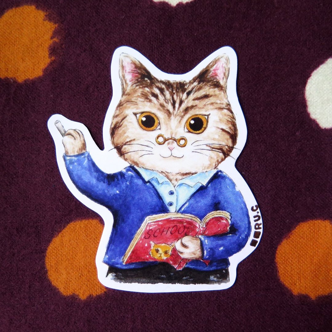 我的志愿: 猫猫老师 贴纸 - 贴纸 - 纸 多色