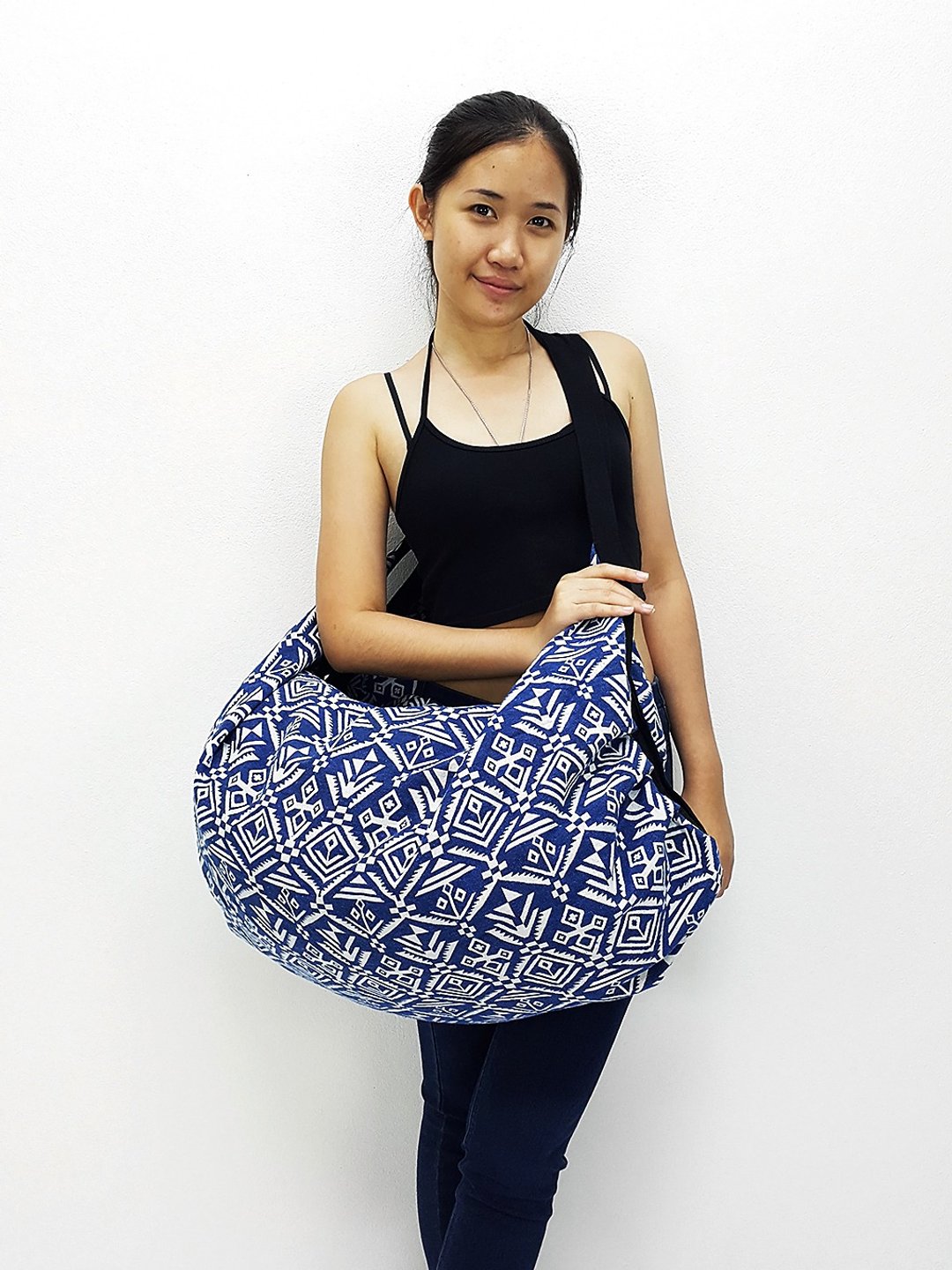 Cotton Bag Backpack Hobo bag boat shape bag Shoulder bag Crossbody Bag - 其他 - 棉 蓝色