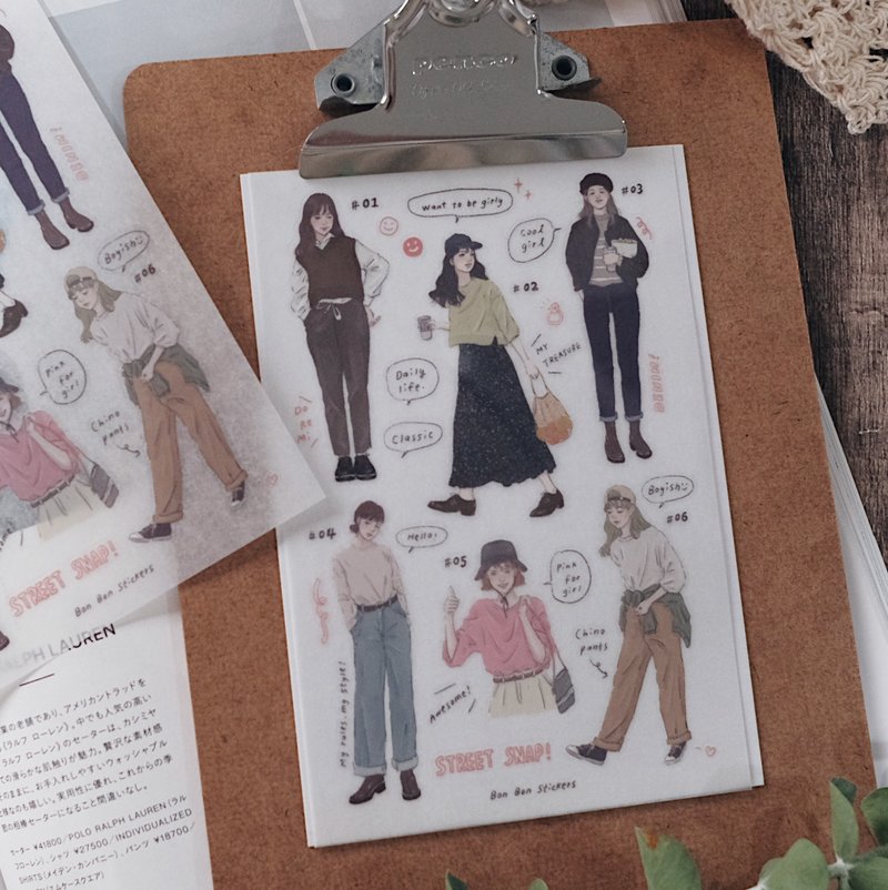 #ootd_1 转印贴纸 感压贴纸 2张入 - 贴纸 - 塑料 