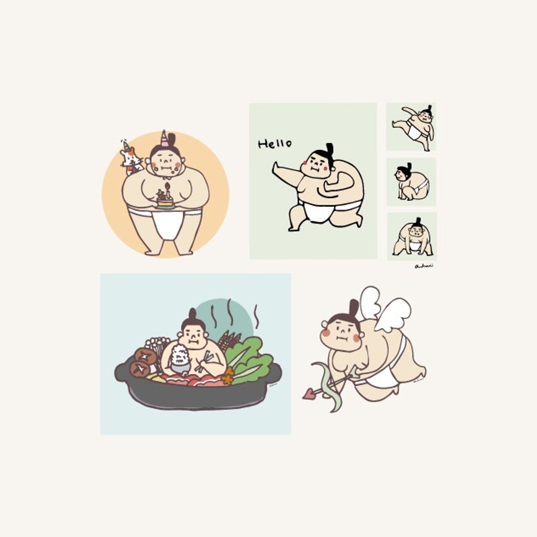 相扑系列-组合包 - 卡片/明信片 - 纸 多色