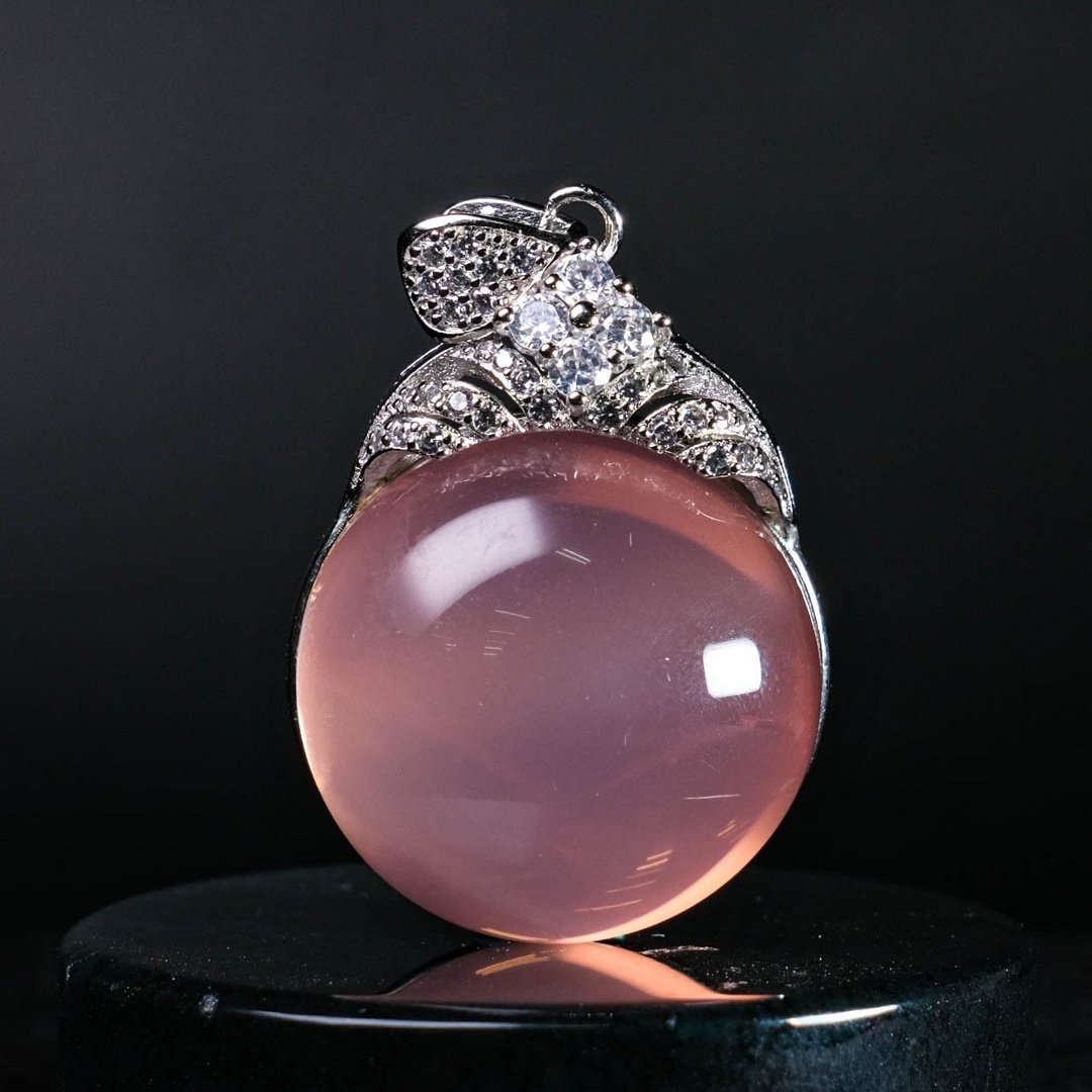 TBF - 天然 顶级 星光 粉晶 唯美镶钻 项链 坠饰 项坠 水晶饰品 - 项链 - 水晶 