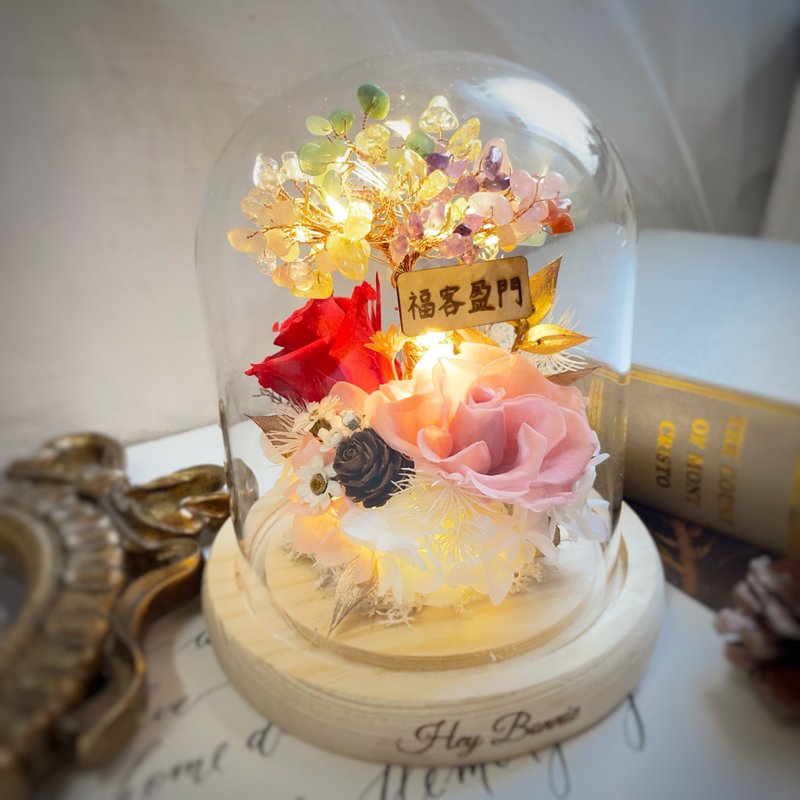 晨曦之树 永恒花灯 水晶树永生花Led玻璃盅  新年贺礼 开运摆 - 干燥花/捧花 - 植物．花 多色