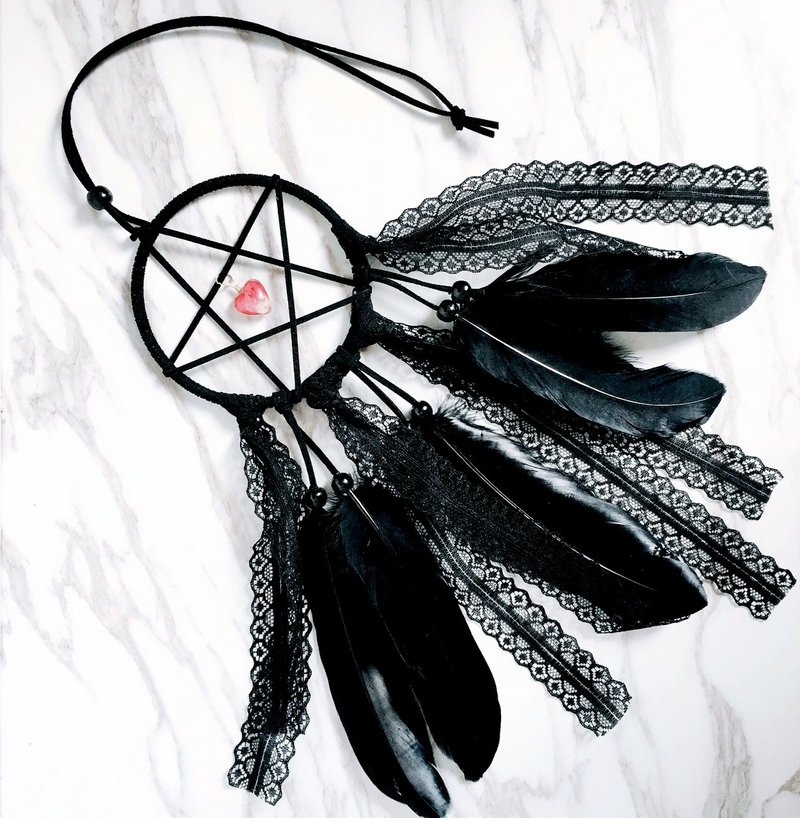 “ Le Jardin ”美女与野兽 玫瑰心花瓣 暗黑系黑色蕾丝羽毛捕梦网 挂饰 / 情人节 生日礼物 - 植栽/盆栽 - 植物．花 黑色