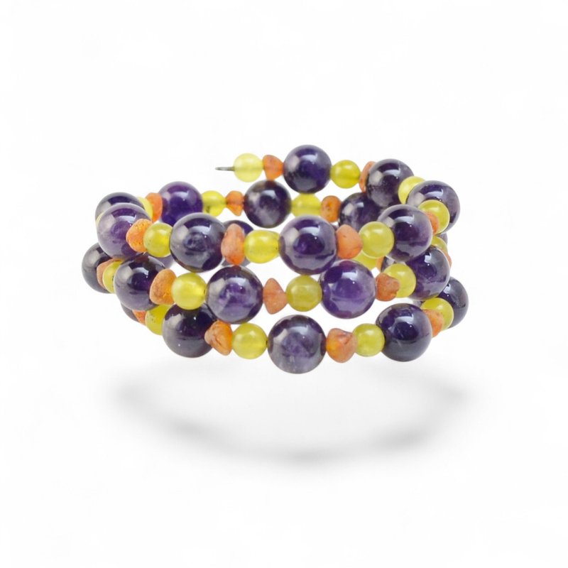 紫水晶玉波罗的海琥珀手链 VM16 - 手链/手环 - 宝石 多色