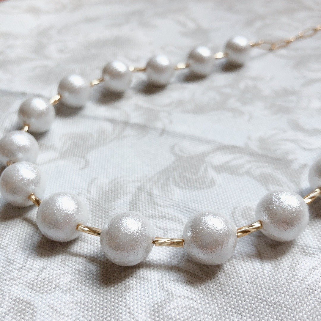 snow pearl necklace - 项链 - 塑料 白色