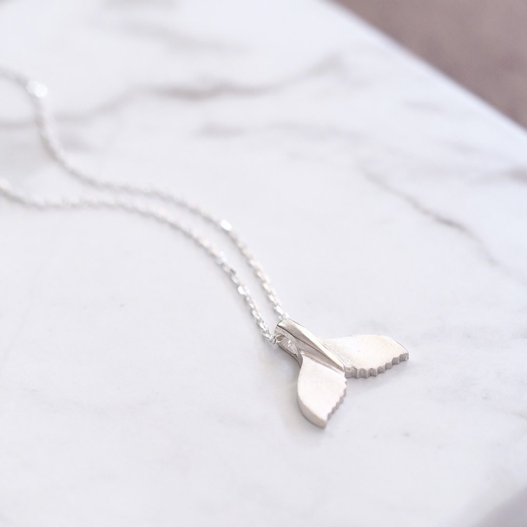 Whale Tail Necklace Silver 925 - 项链 - 其他金属 灰色