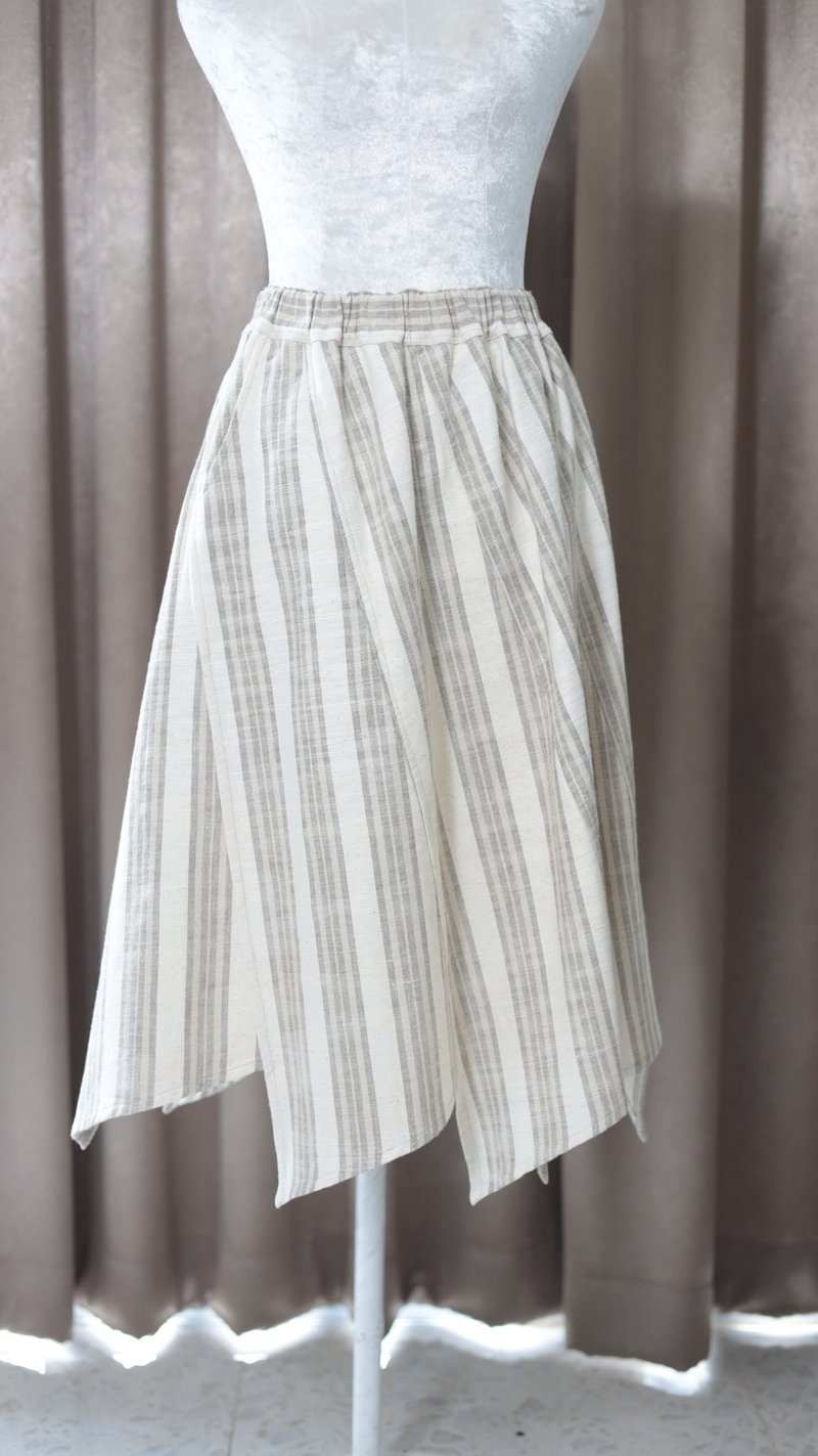 Loom & Leaf - 莲花瓣裙 手捻棉手工织布 - 裙子 - 棉．麻 灰色