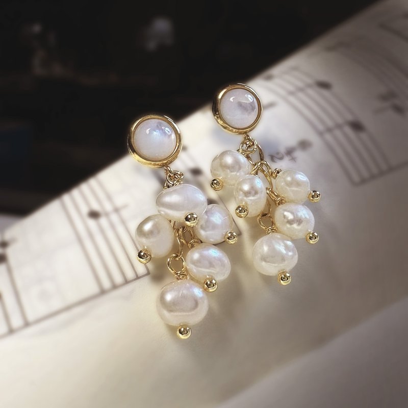 天然白蝶贝316医疗钢珍珠耳环/珍珠耳环 宝石 垂坠耳环 抗过敏 - 耳环/耳夹 - 珍珠 白色