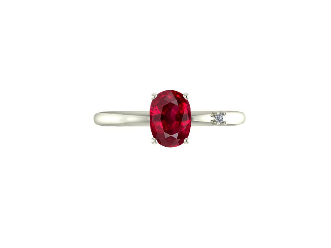 14k gold ring with ruby and diamond - 戒指 - 贵金属 金色