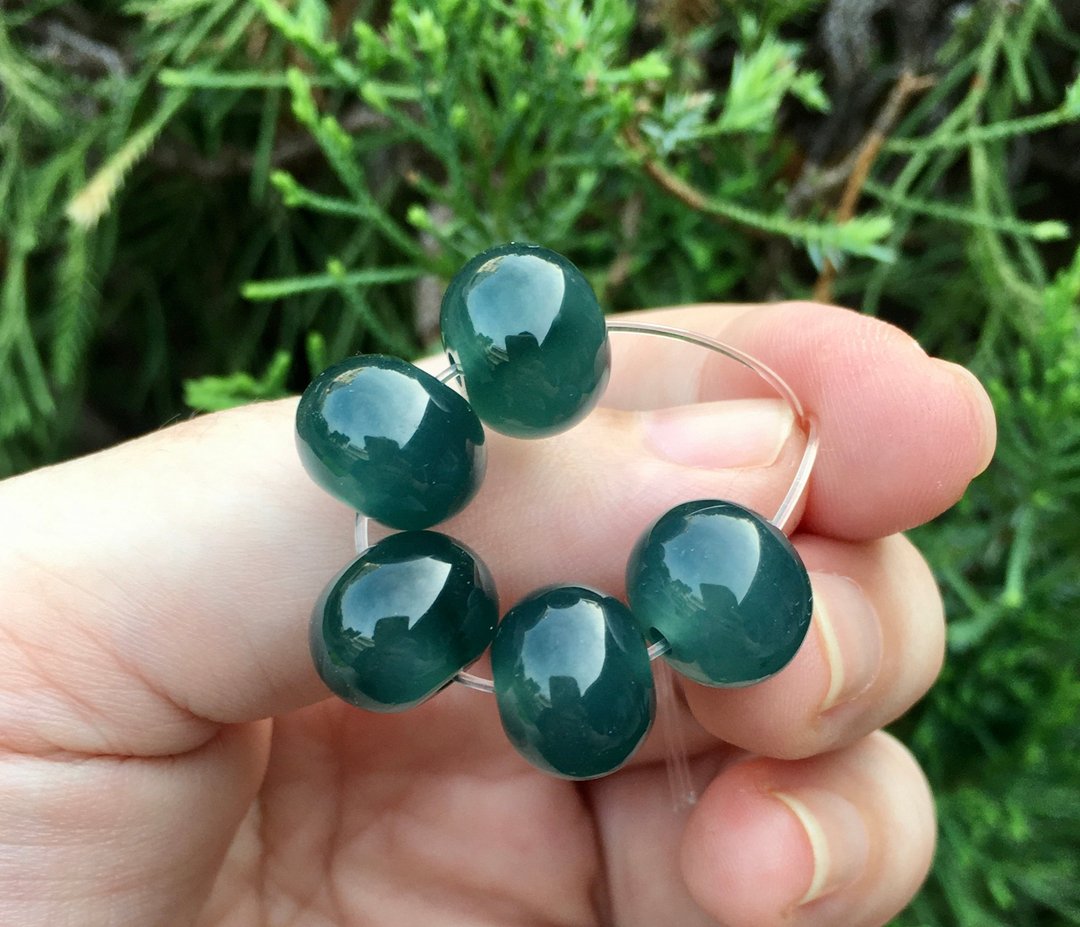 Nature jadeite bead 1p for Akamaru san - 项链 - 宝石 蓝色
