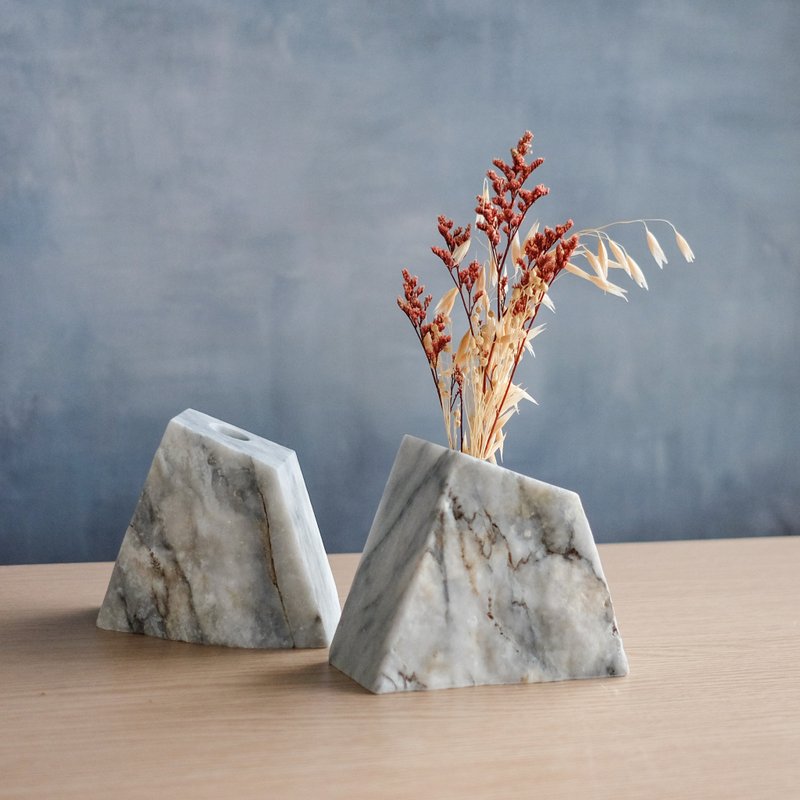 大石小山 - 天然大理石花器/扩香瓶 - 花瓶/陶器 - 石头 白色