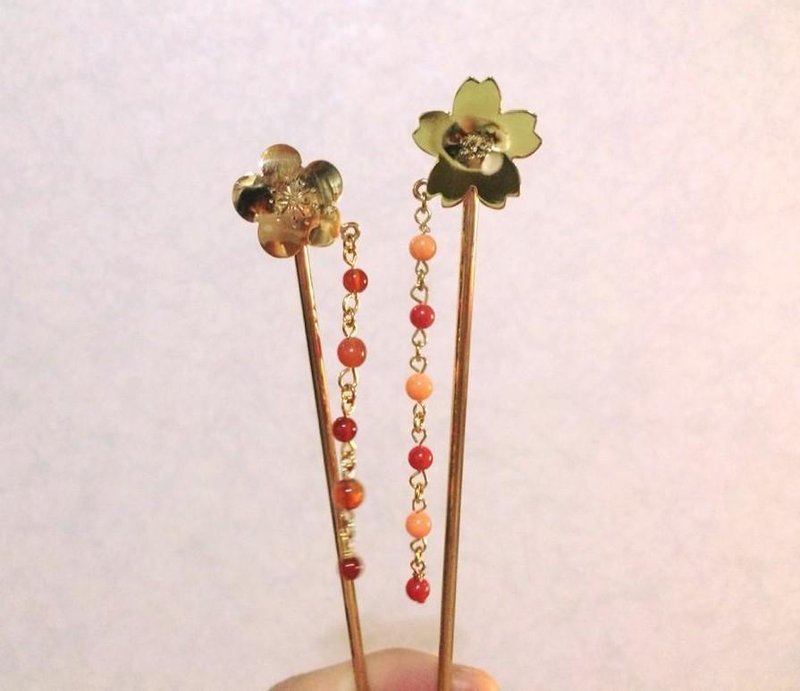 Cherry blossoms ◇ Brass coral hairpin - 其他 - 其他材质 