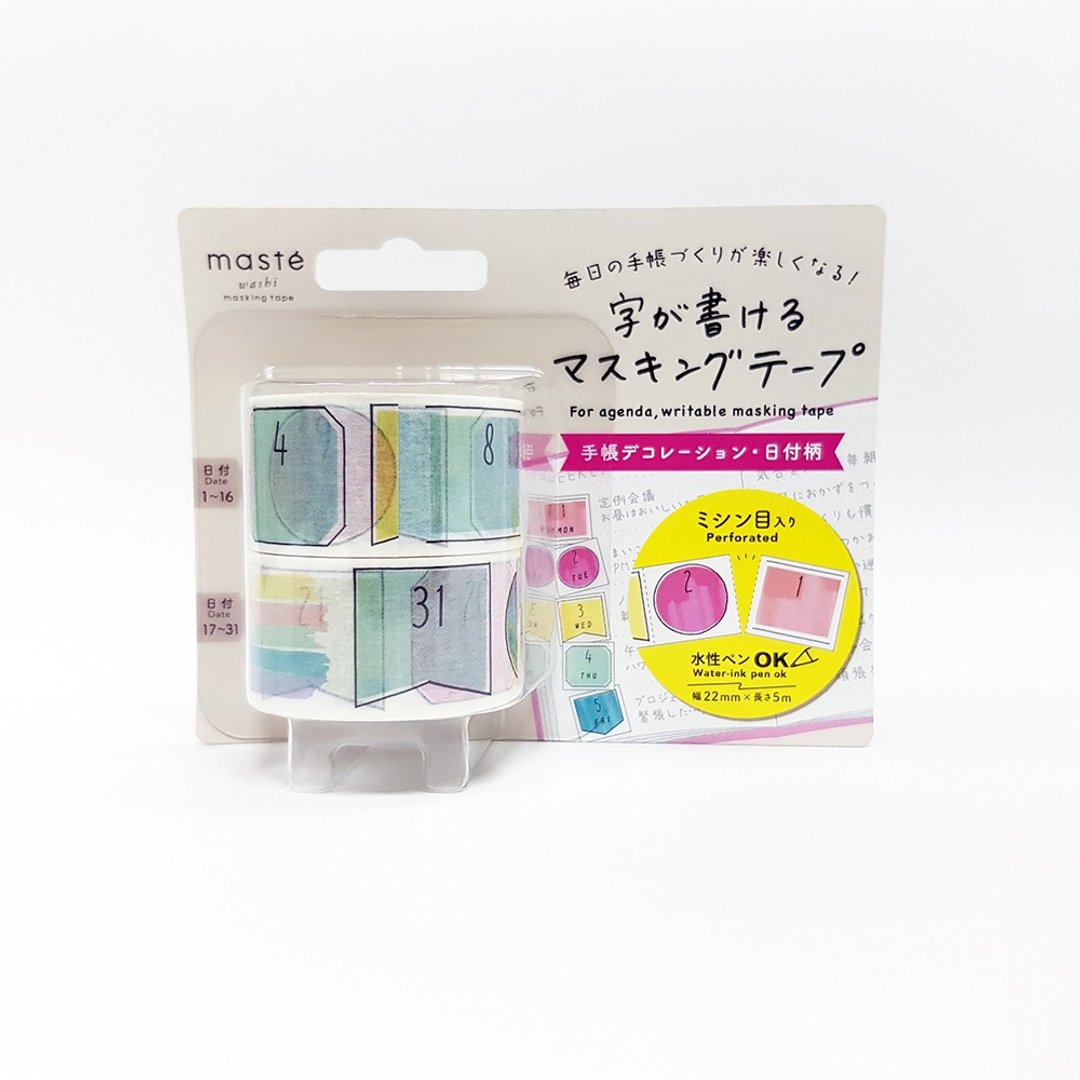 maste 写写手帐纸胶带 日付系列 / 彩色马克笔 (MST-FA09-C) - 纸胶带 - 纸 多色