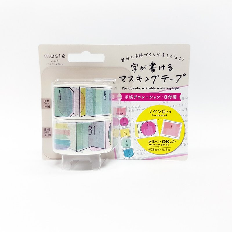 maste 写写手帐纸胶带 日付系列 / 彩色马克笔 (MST-FA09-C) - 纸胶带 - 纸 多色
