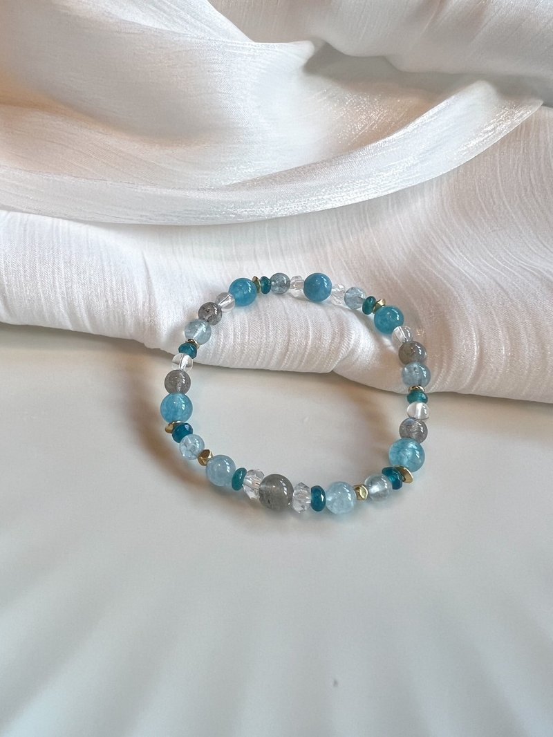 【水光秘境】海蓝宝 拉长石 蓝玛瑙 白水晶 水晶手链 - 手链/手环 - 水晶 