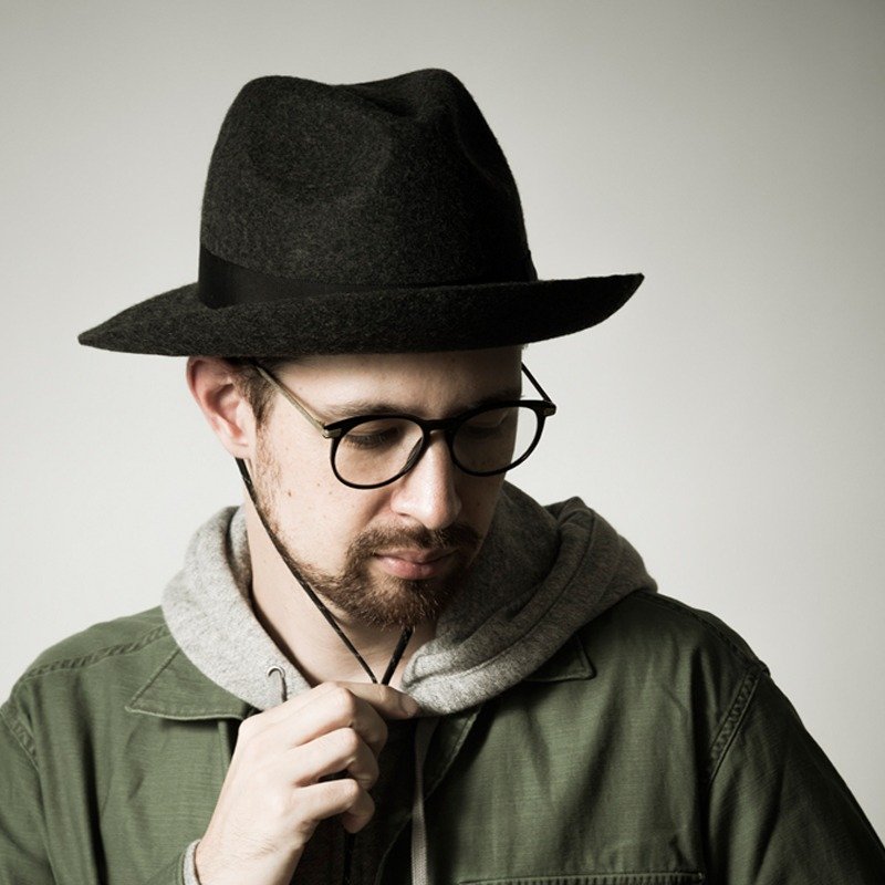 日本制 防风设计 羊毛绅士帽 - CYCLING HAT - 帽子 - 纸 黑色