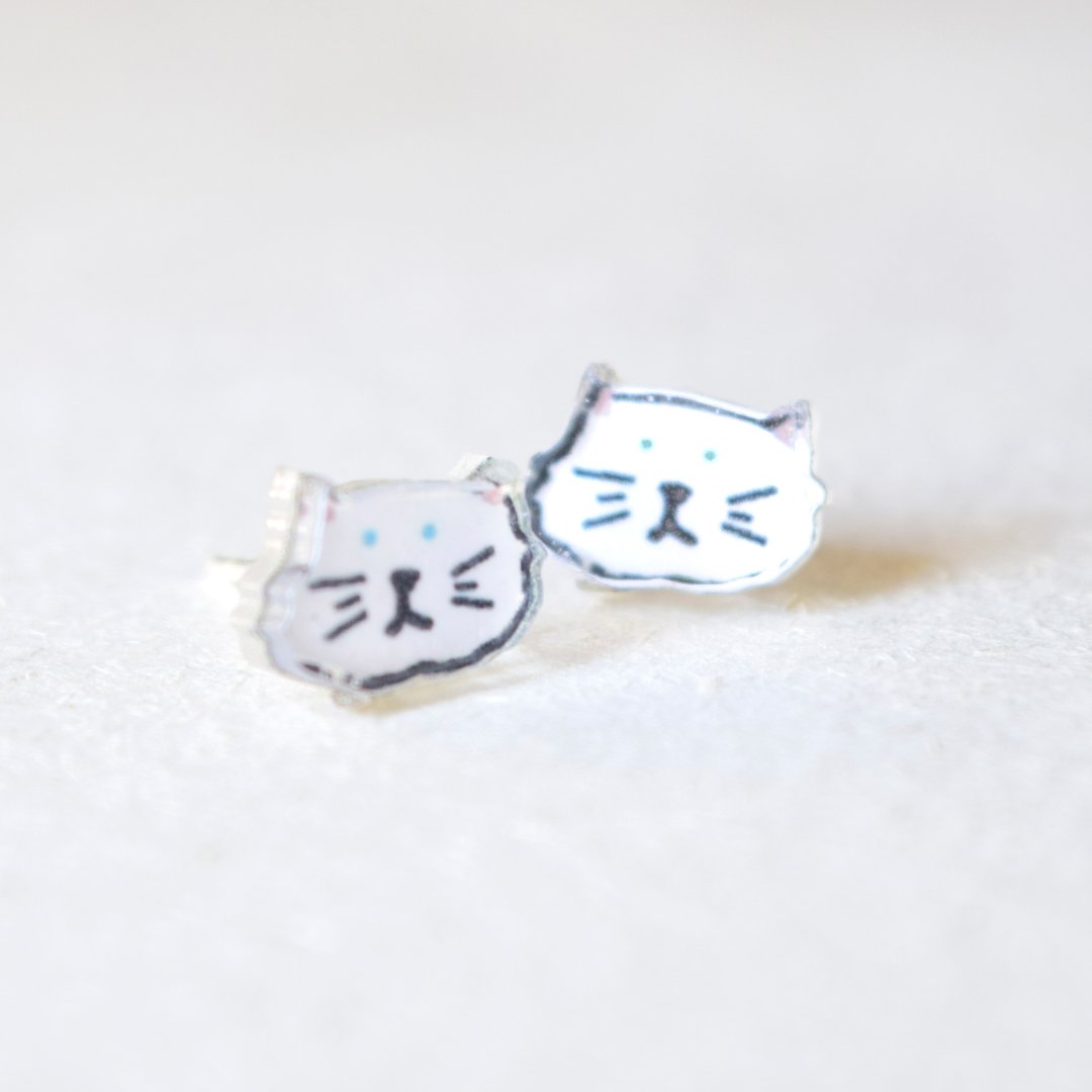 动物系列－波斯猫 耳夹/耳针 小耳环 - 耳环/耳夹 - 压克力 多色