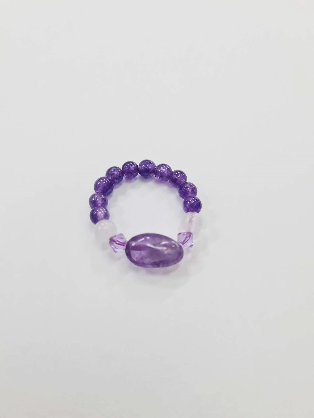 紫水晶（Amethyst），天然石戒指，开运石，缀以天然仿水晶。 - 戒指 - 石头 多色