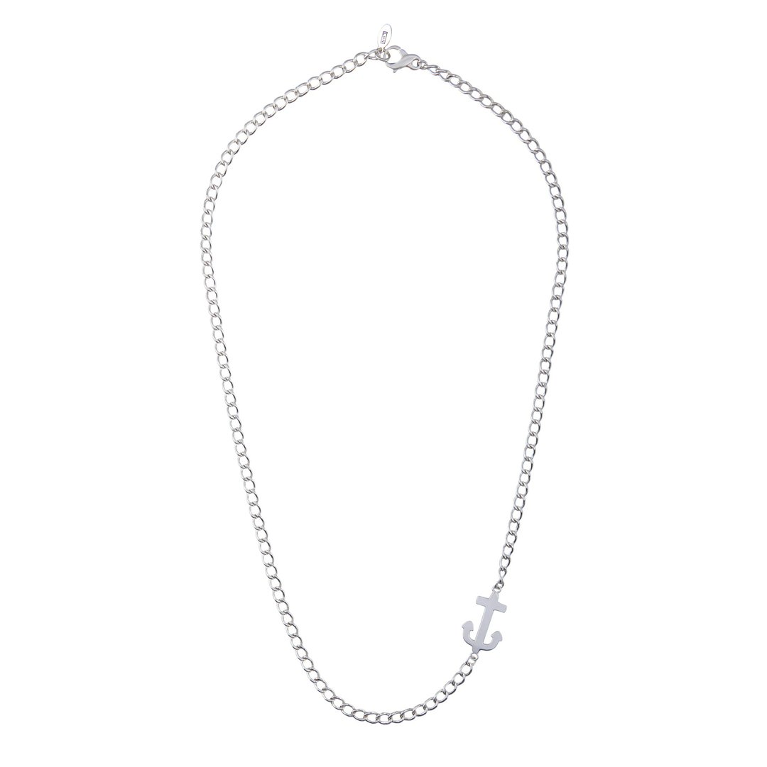 手工纯银锚型镶嵌项链 - LHN Jewelry - 项链 - 纯银 银色